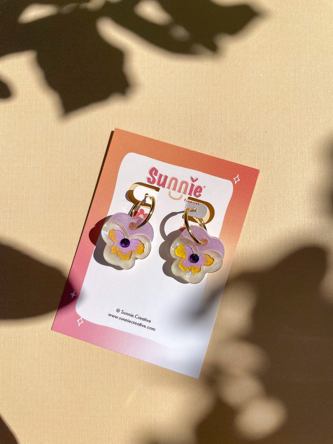 Mini White Pansy Dangle