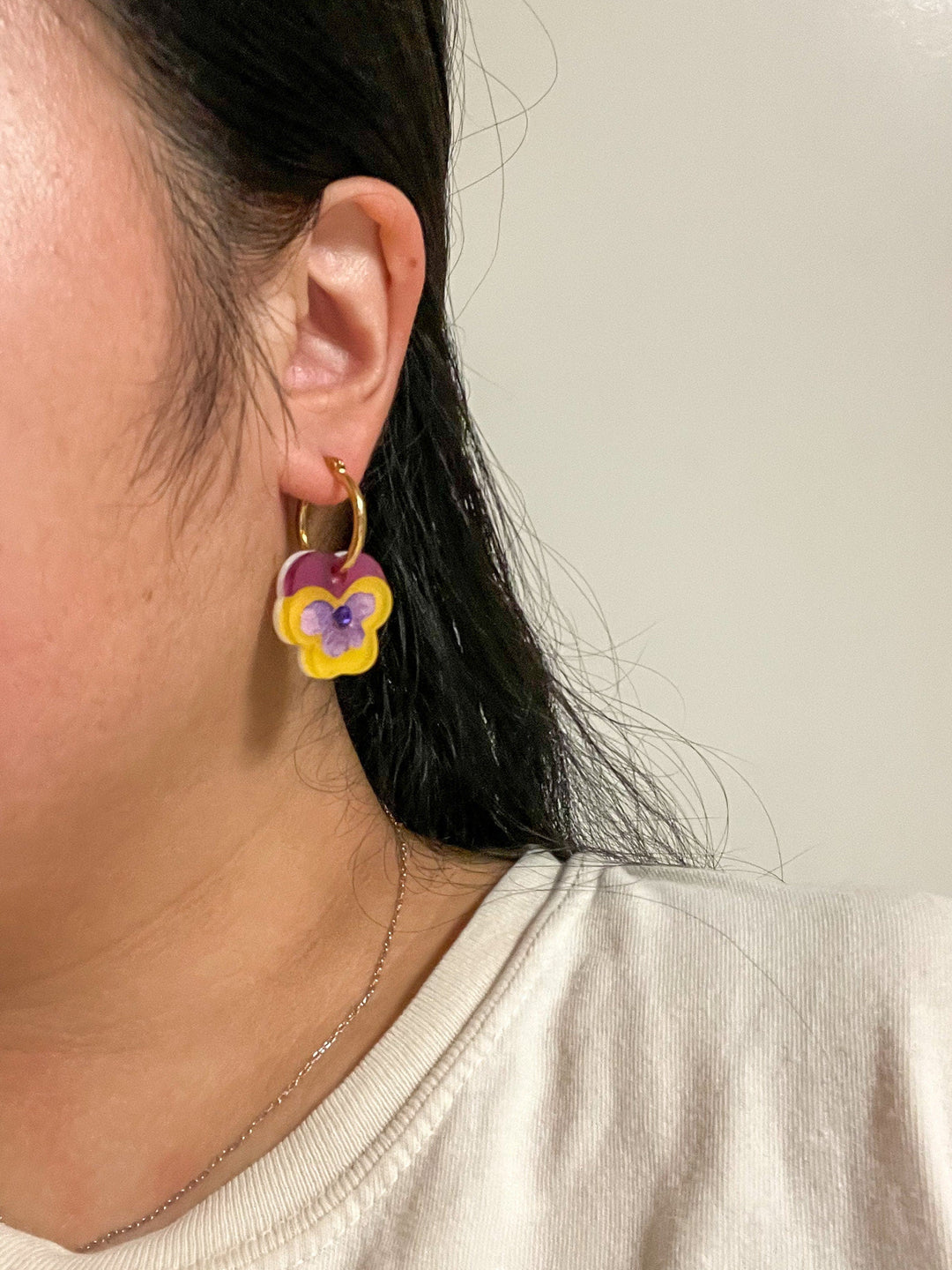 Mini Yellow Pansy Dangle