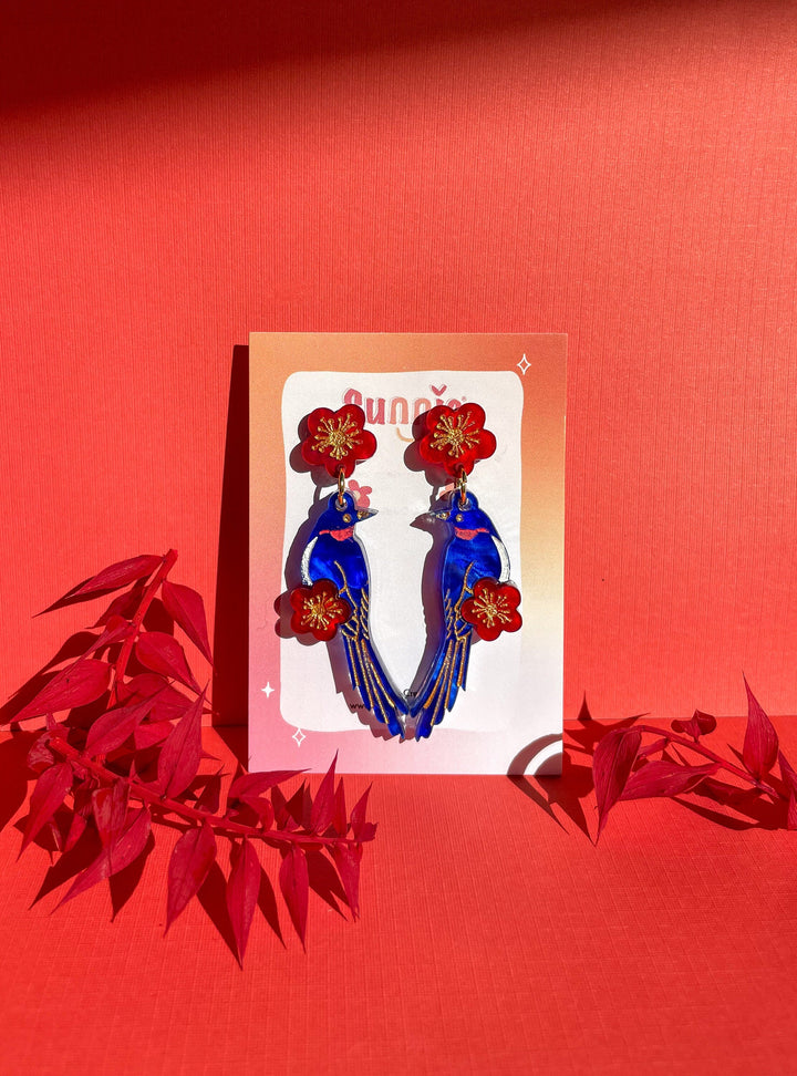 Blue Magpie Earrings