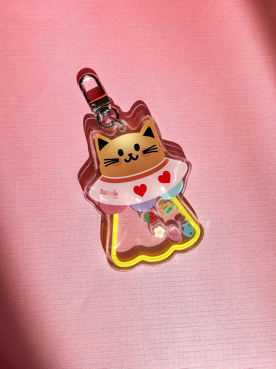 Cat UFO Shaker Acrylic Keychain