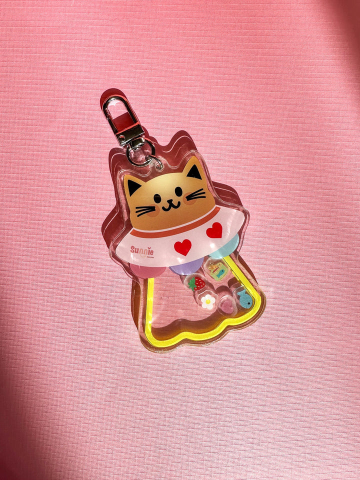 Cat UFO Shaker Acrylic Keychain