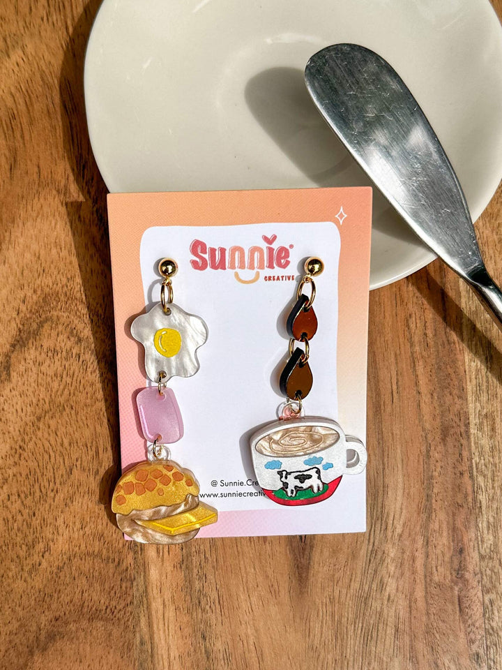 Hong Kong Cafe Breakfast Mismatch Earrings