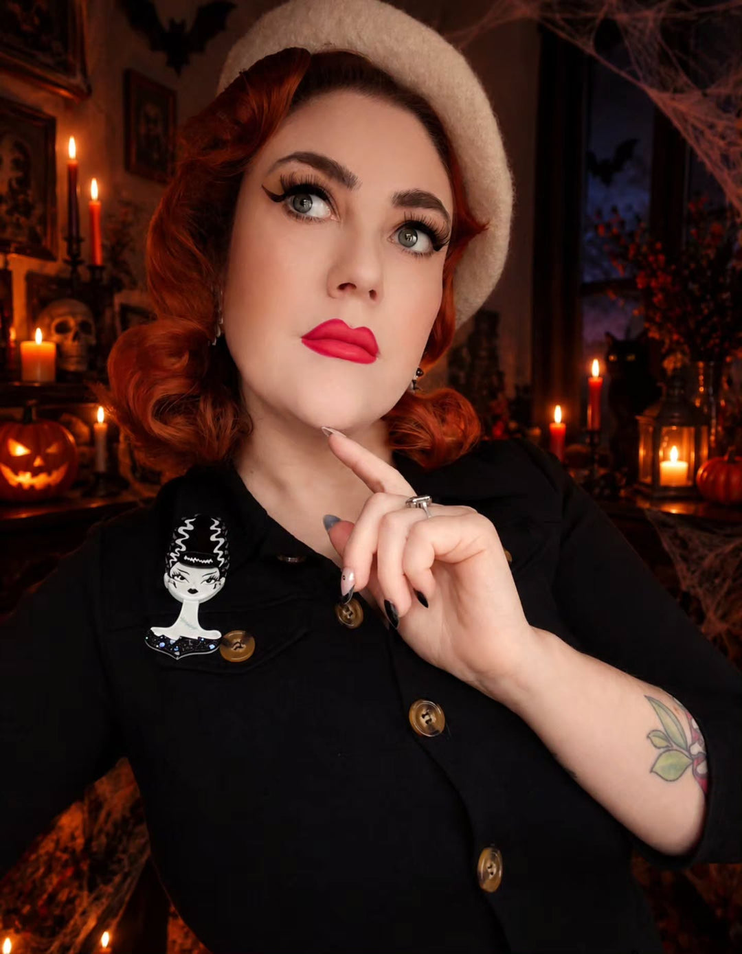 Mrs. Midnight Spooky Doll Brooch by Miss Fluff x Lipstick & Chrome
