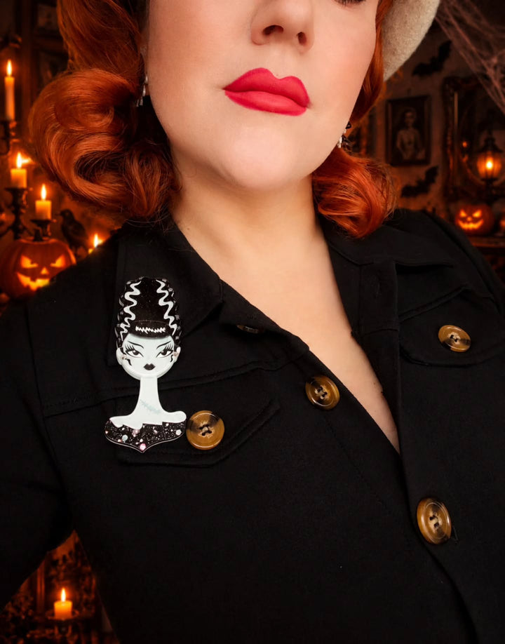 Mrs. Midnight Spooky Doll Brooch by Miss Fluff x Lipstick & Chrome