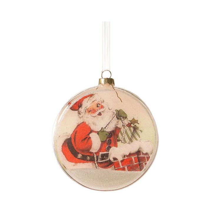 Santa Glass Disk Ornament by Bethany Lowe Designs