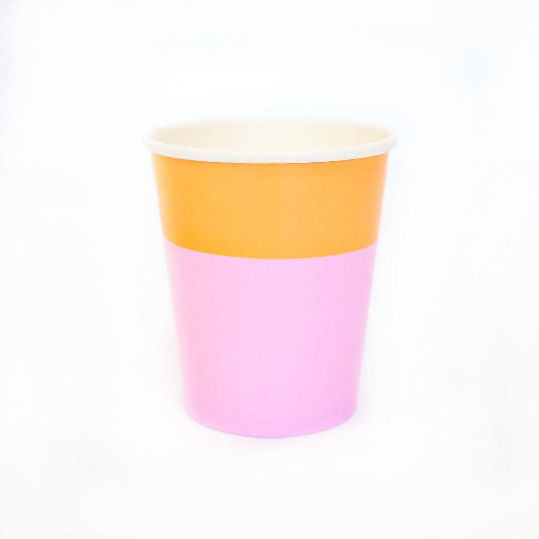 Peach and Lavender Cup Color Blocked Paper Party Ware