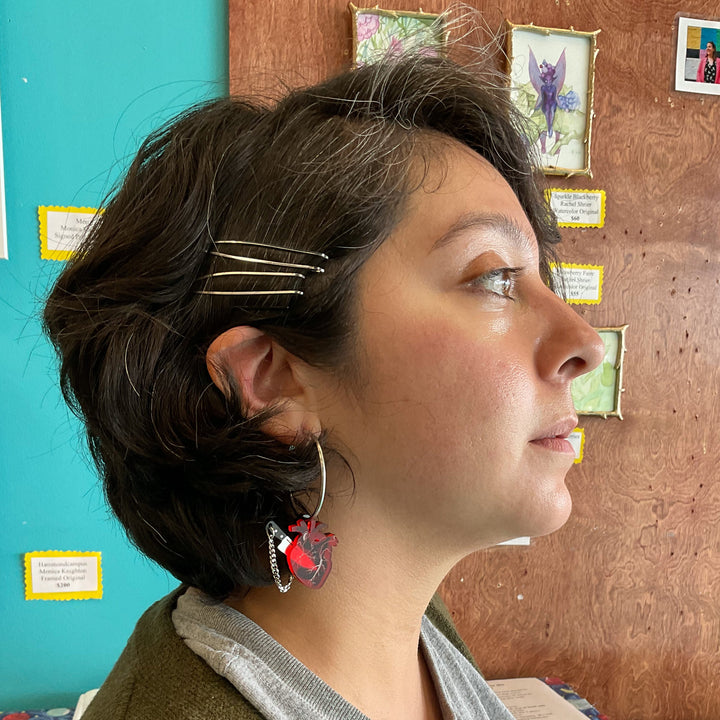 Chopped Heart Hoops Red/Silver/Black