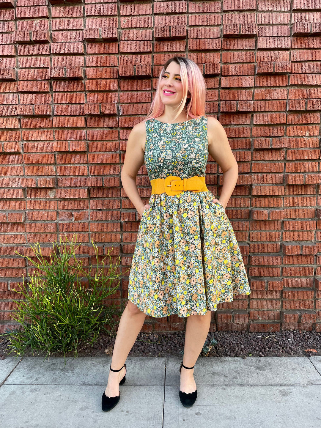 Cats in the Fields Twofer Dress - Plus Sizes only