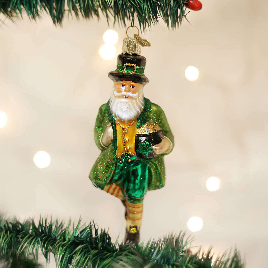 Old World Christmas Irish Santa Blown Glass Ornament