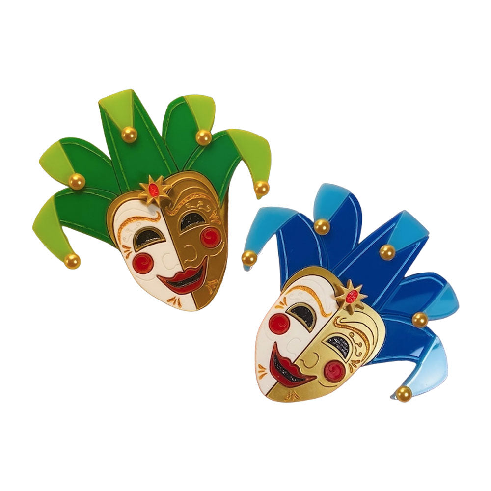 Italian Tradition Collection - Venetian Mask - Jester Acrylic Brooch by Makokot Design