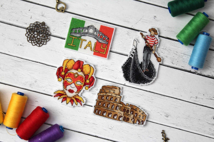 Italy Magnets P-309 / SR-309 Plastic Canvas Counted Cross Stitch Kit
