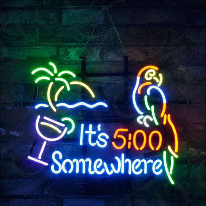 It's 5 o'clock Somewhere Parrot Neon Signs Light