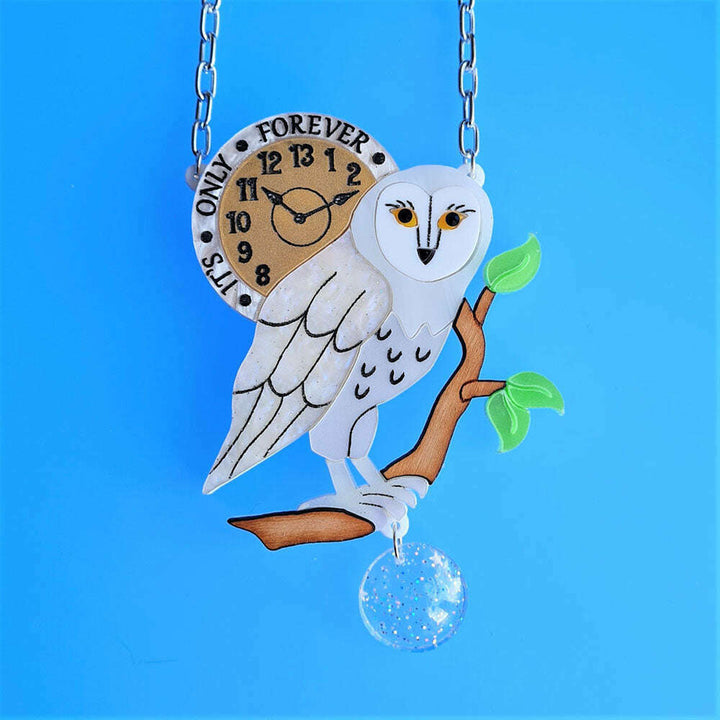 It's Only Forever White Barn Owl Necklace by Cherryloco Jewellery 4