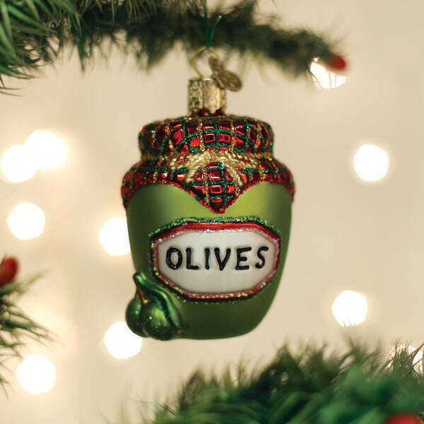 Old World Christmas Jar of Olives Blown Glass Ornament