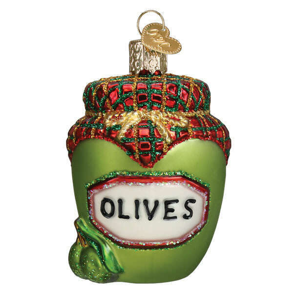 Old World Christmas Jar of Olives Blown Glass Ornament
