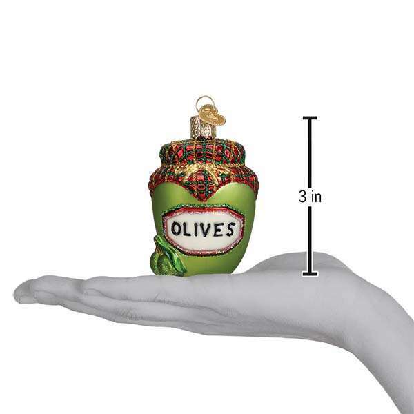 Old World Christmas Jar of Olives Blown Glass Ornament