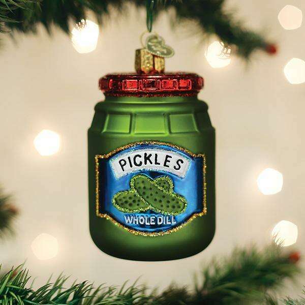 Old World Christmas Jar of Pickles Blown Glass Ornament