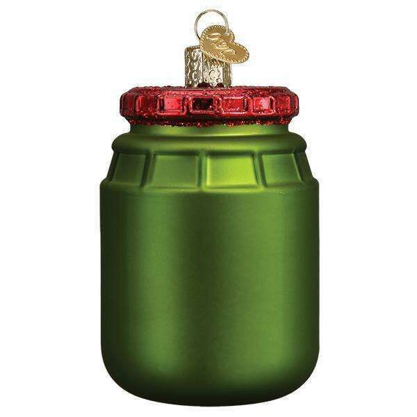 Old World Christmas Jar of Pickles Blown Glass Ornament