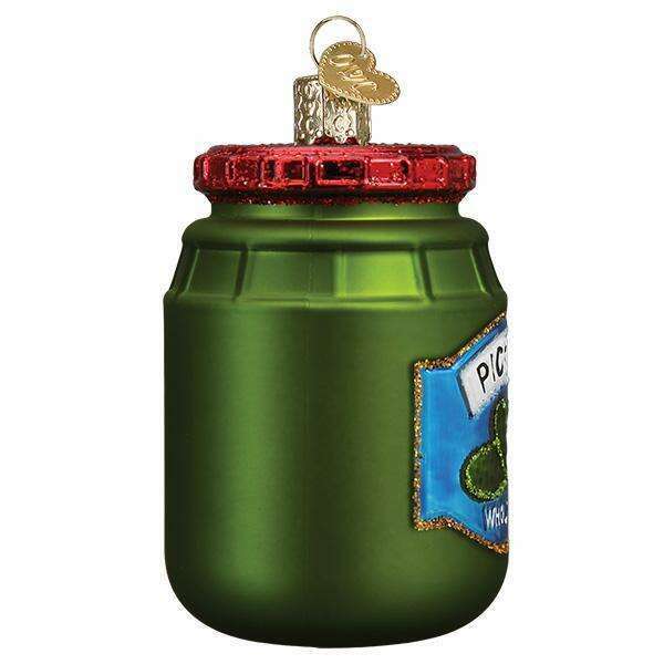 Old World Christmas Jar of Pickles Blown Glass Ornament