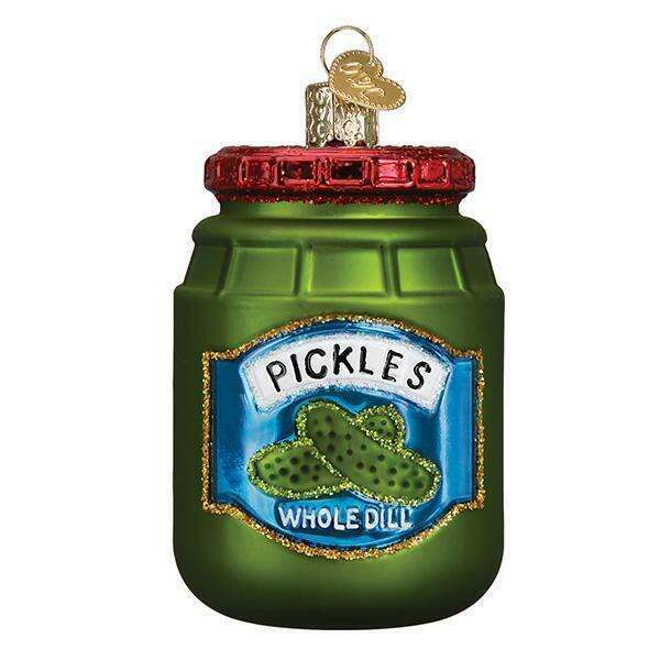Old World Christmas Jar of Pickles Blown Glass Ornament