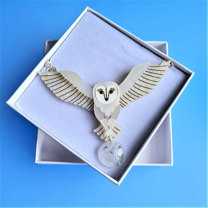 Jareth The White Barn Owl Brooch by Cherryloco Jewellery 3