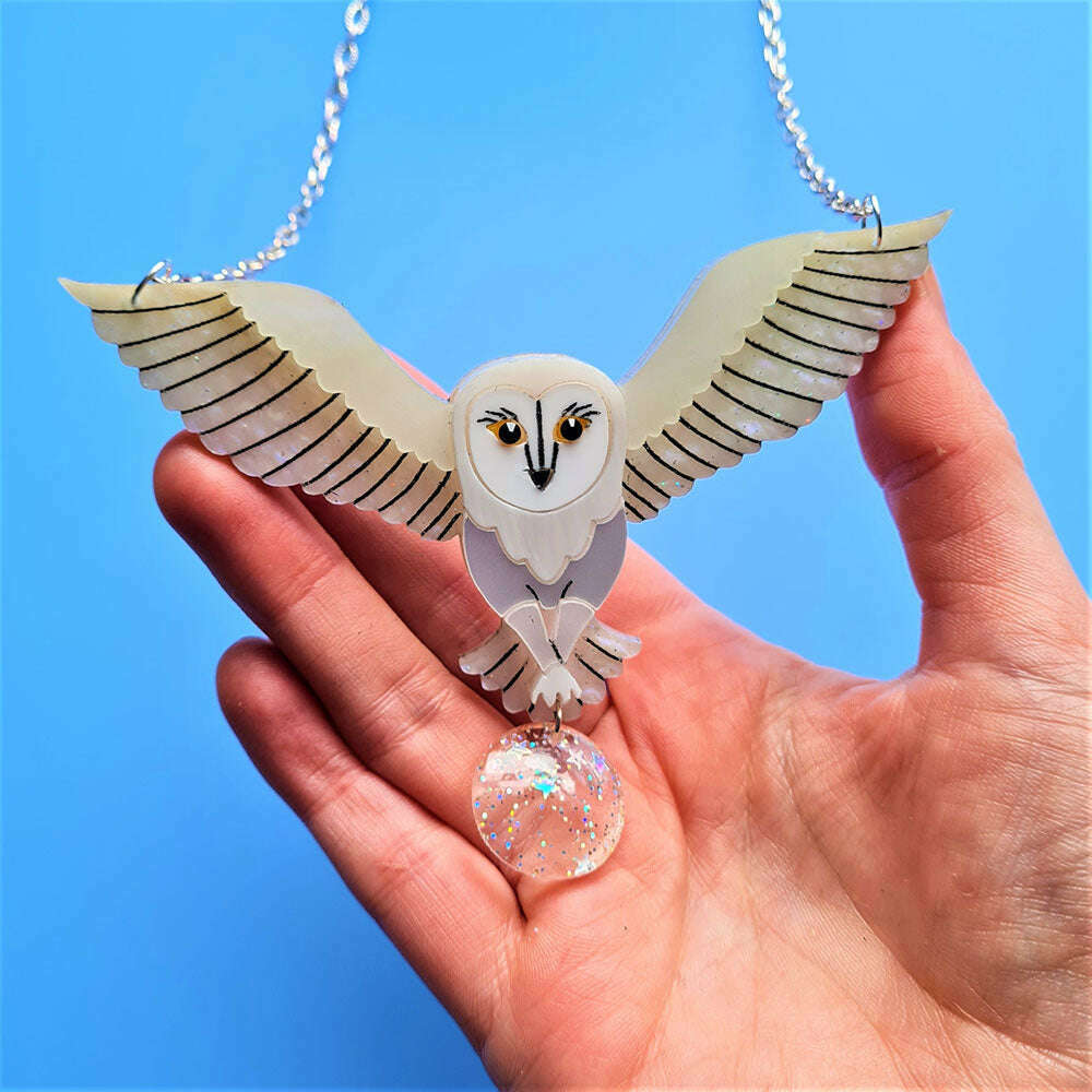 Jareth The White Barn Owl Necklace by Cherryloco Jewellery 4
