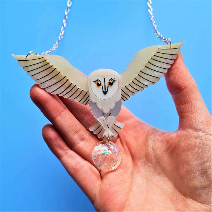 Jareth The White Barn Owl Necklace by Cherryloco Jewellery 4