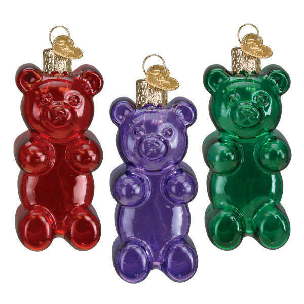 Old World Christmas Jelly Bear Blown Glass Ornament Set
