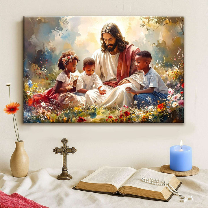 Jesus With Children Faith Wall Art V