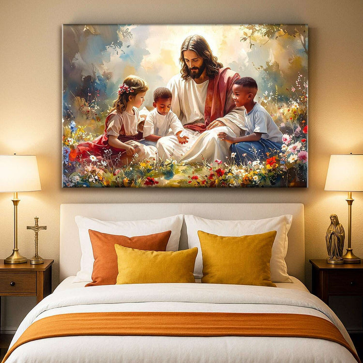 Jesus With Children Faith Wall Art VII