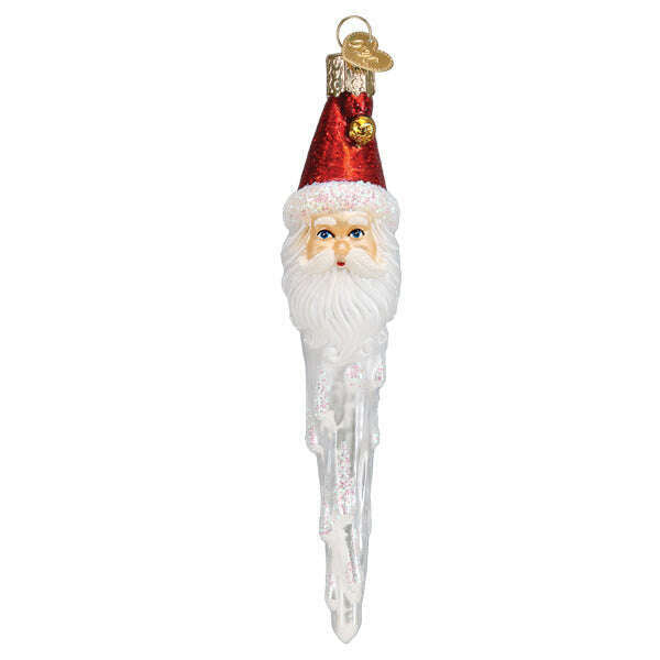 Old World Christmas Jingle Bell Santa Icicle Blown Glass Ornament