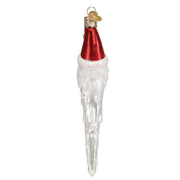 Old World Christmas Jingle Bell Santa Icicle Blown Glass Ornament
