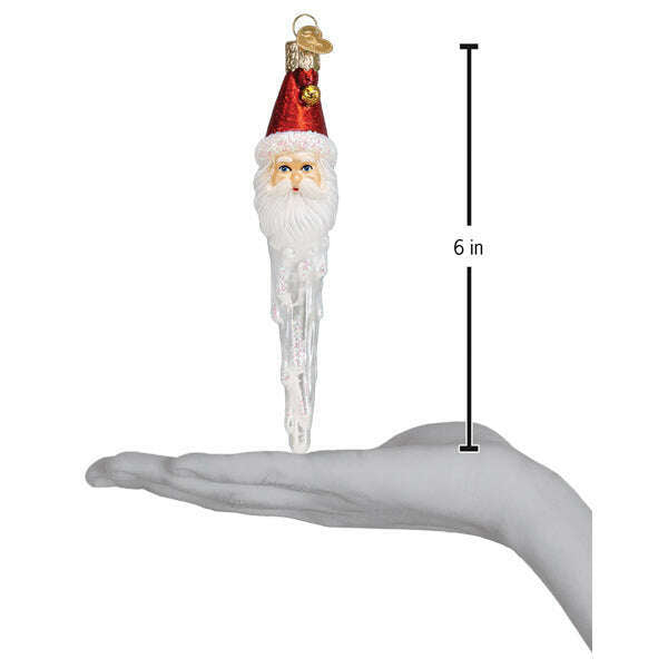 Old World Christmas Jingle Bell Santa Icicle Blown Glass Ornament