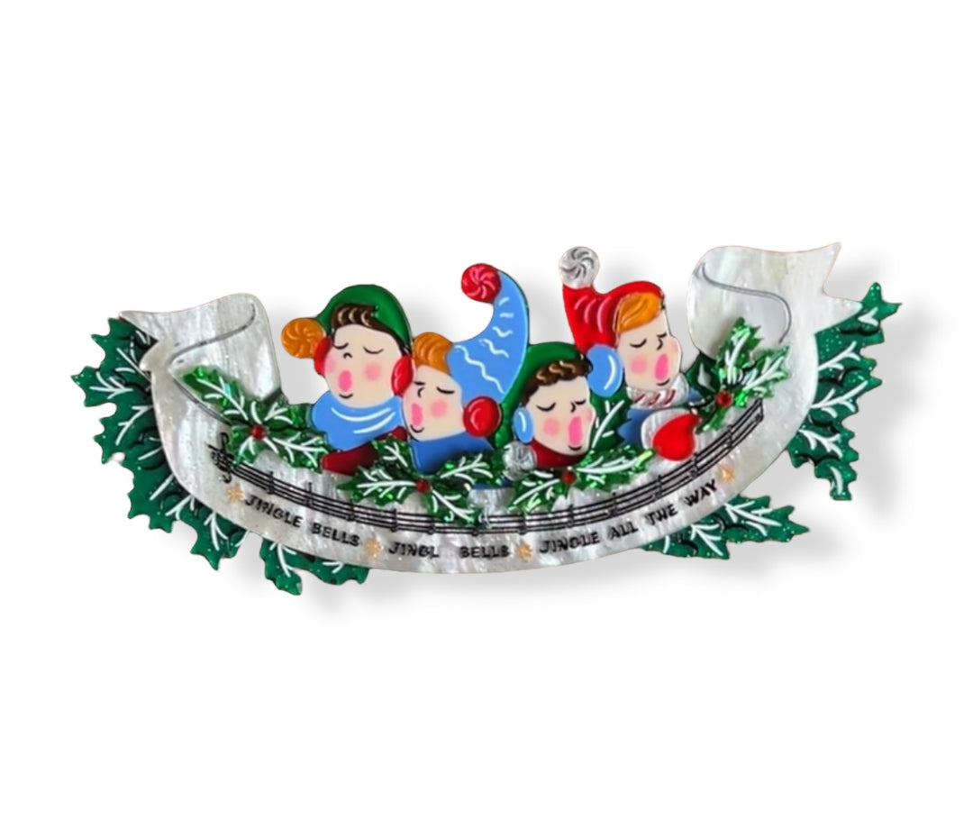 jingle all the way statement christmas brooch lipstick and chrome
