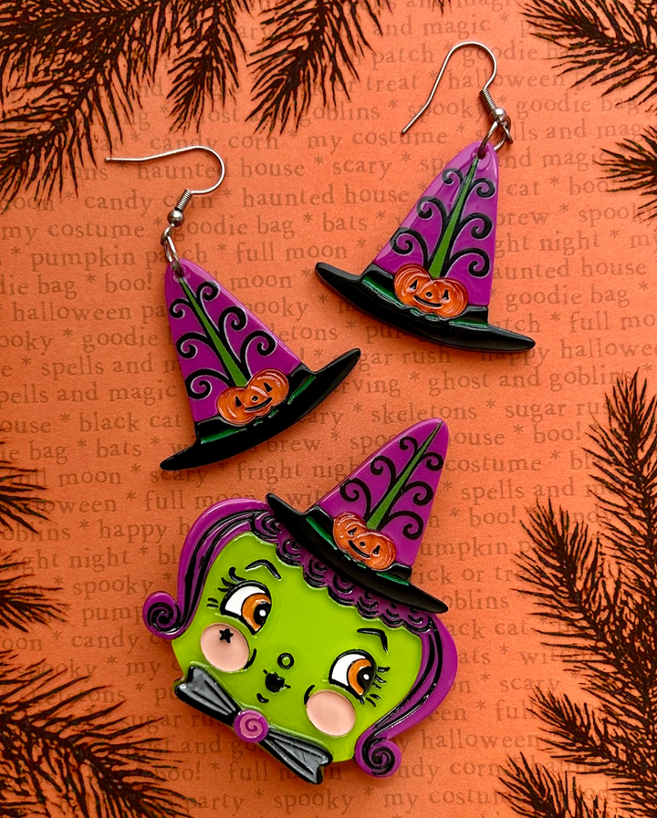 johanna parker halloween witch brooch and earrings