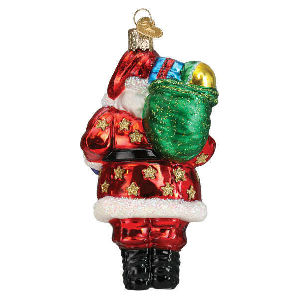 Old World Christmas Jolly African American Santa Blown Glass Ornament