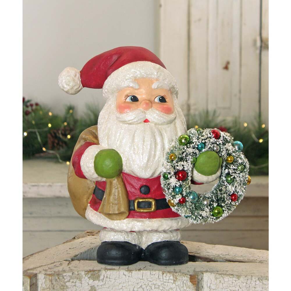 Jolly Fat Santa with Wreath by Bethany Lowe Designs