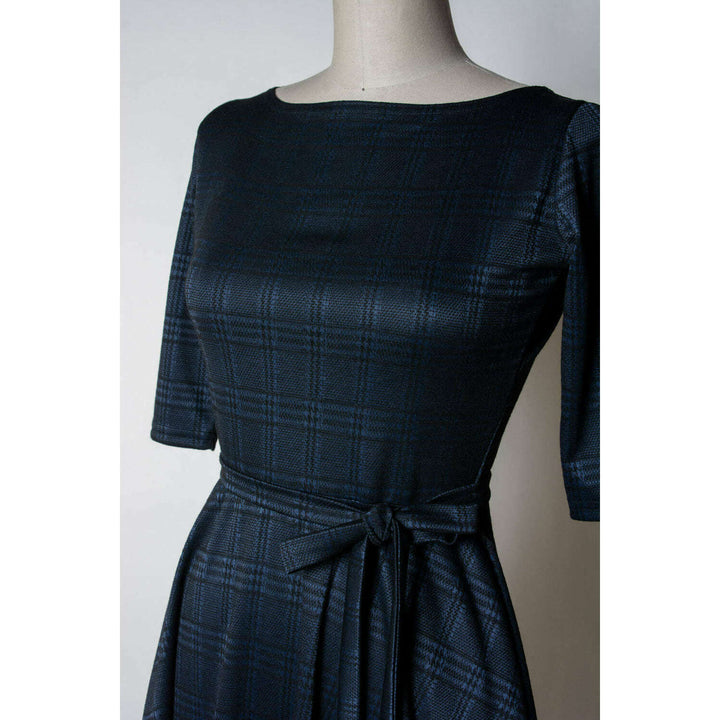 Josephina Dress- Black & Blue Plaid