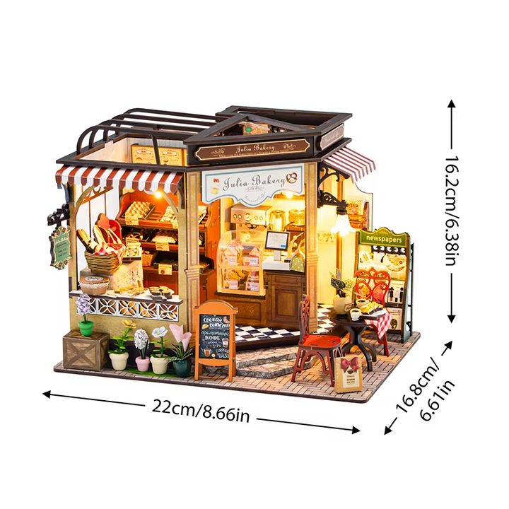 Julia Bakery Dollhouse Kit - Miniature Wizardi Roombox Kit