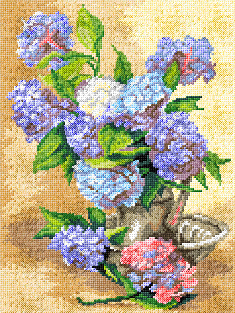 Needlepoint canvas for halfstitch without yarn Hydrangeas 3560J