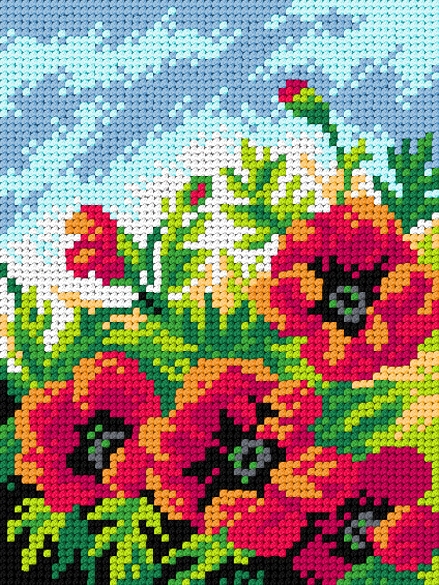 Needlepoint canvas for halfstitch without yarn Poppies 3568E
