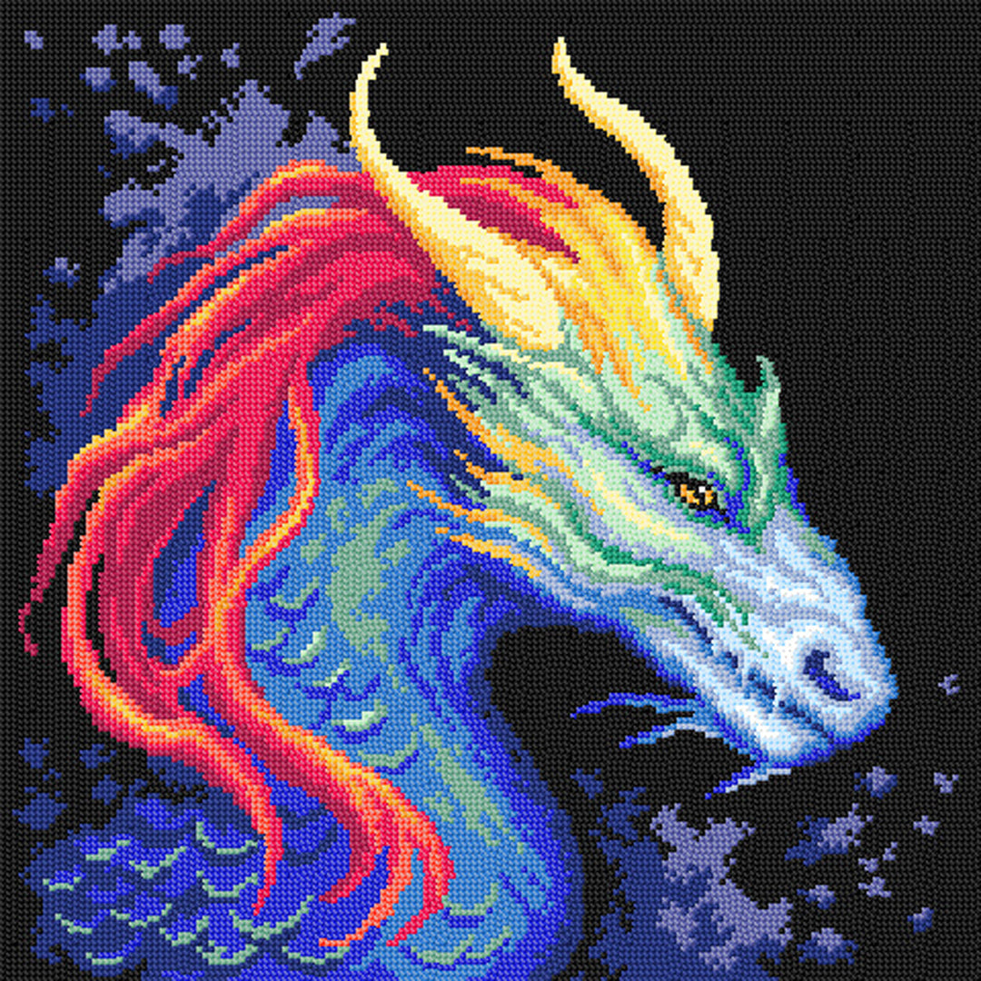 Needlepoint canvas for halfstitch without yarn A Dragon 3574L