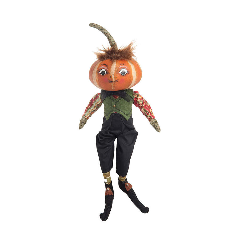 Kermit Pumpkin Head Kid Gathered Traditions Art Doll by Joe Spencer 