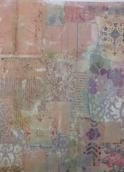 Rustic Layers Designer Printed AIDA Fabric. Canvas for embroidery with an applied background  KF-1237A