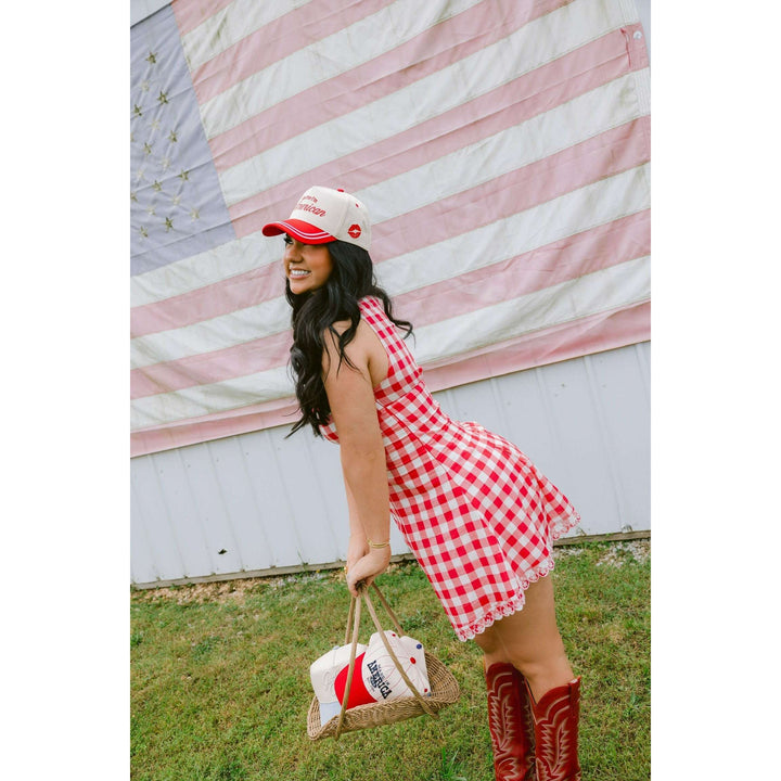 Kiss me I'm American - Red Vintage Trucker Hat