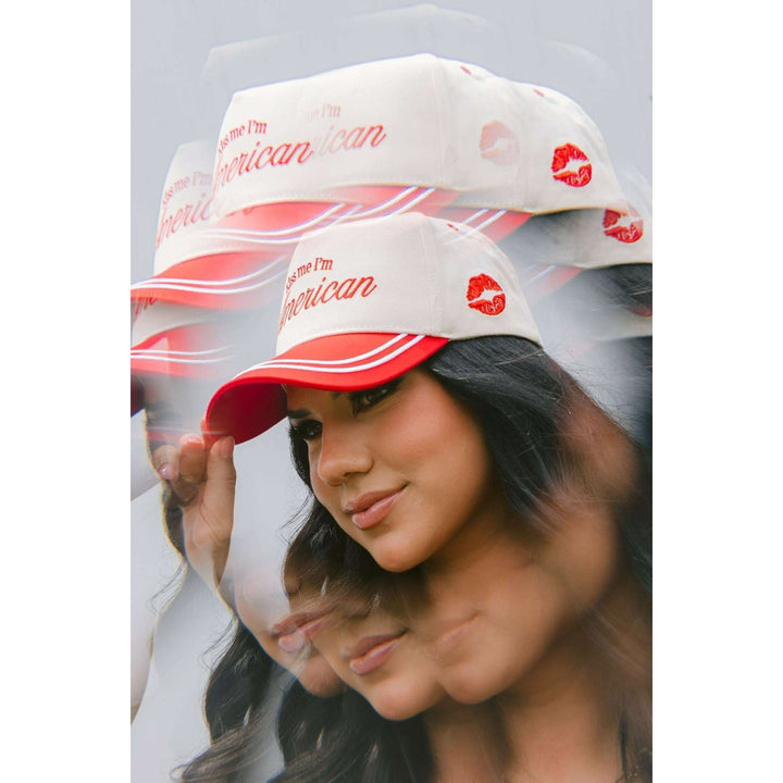 Kiss me I'm American - Red Vintage Trucker Hat