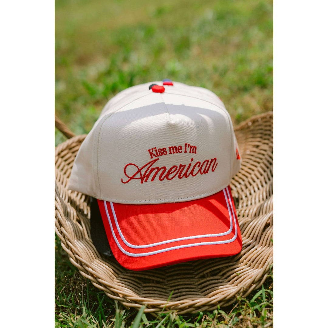 Kiss me I'm American - Red Vintage Trucker Hat