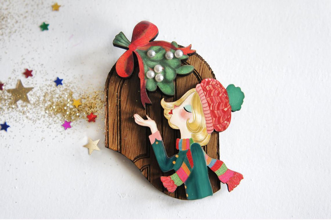 Kiss Me Under the Mistletoe Brooch by Laliblue - Quirks!