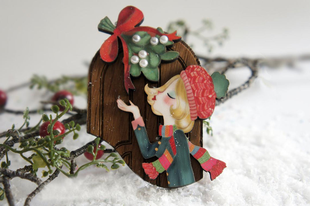 Kiss Me Under the Mistletoe Brooch by Laliblue - Quirks!