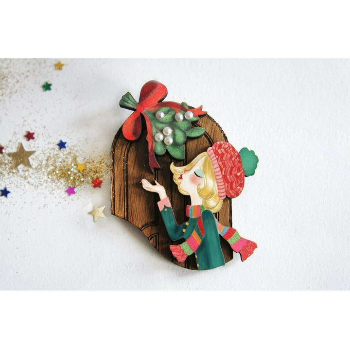 Kiss Me Under the Mistletoe Brooch by Laliblue - Quirks!